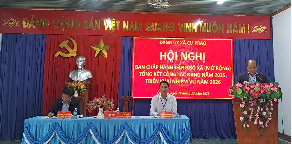 Đảng ủy xã Krông Nô tổ chức Hội nghị Ban Chấp hành Đảng bộ xã tổng kết công tác năm 2025, triển khai nhiệm vụ năm 2026