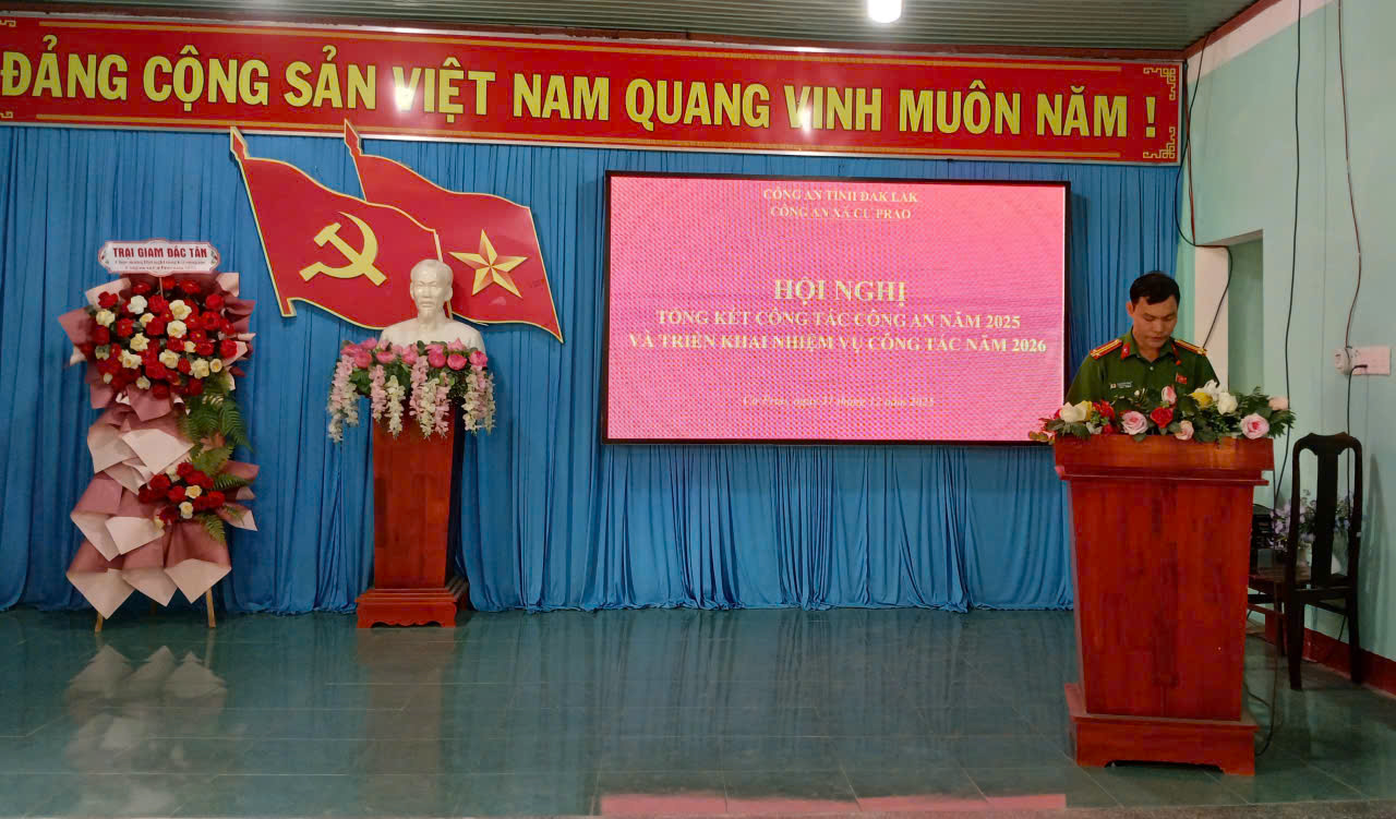 Công an xã Krông Nô tổng kết công tác năm 2025, triển khai nhiệm vụ năm 2026