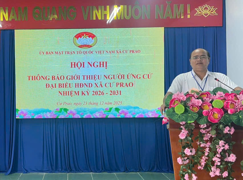 Ban Thường trực Ủy ban MTTQ Việt Nam xã Krông Nô tổ chức hội nghị thông báo giới thiệu người ứng cử đại biểu HĐND xã nhiệm kỳ 2026 – 2031